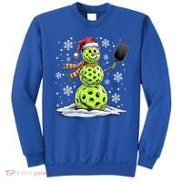 Xmas Funny Pickleball Snowman Player Santa Hat Christmas Gift Sweatshirt thumb 0