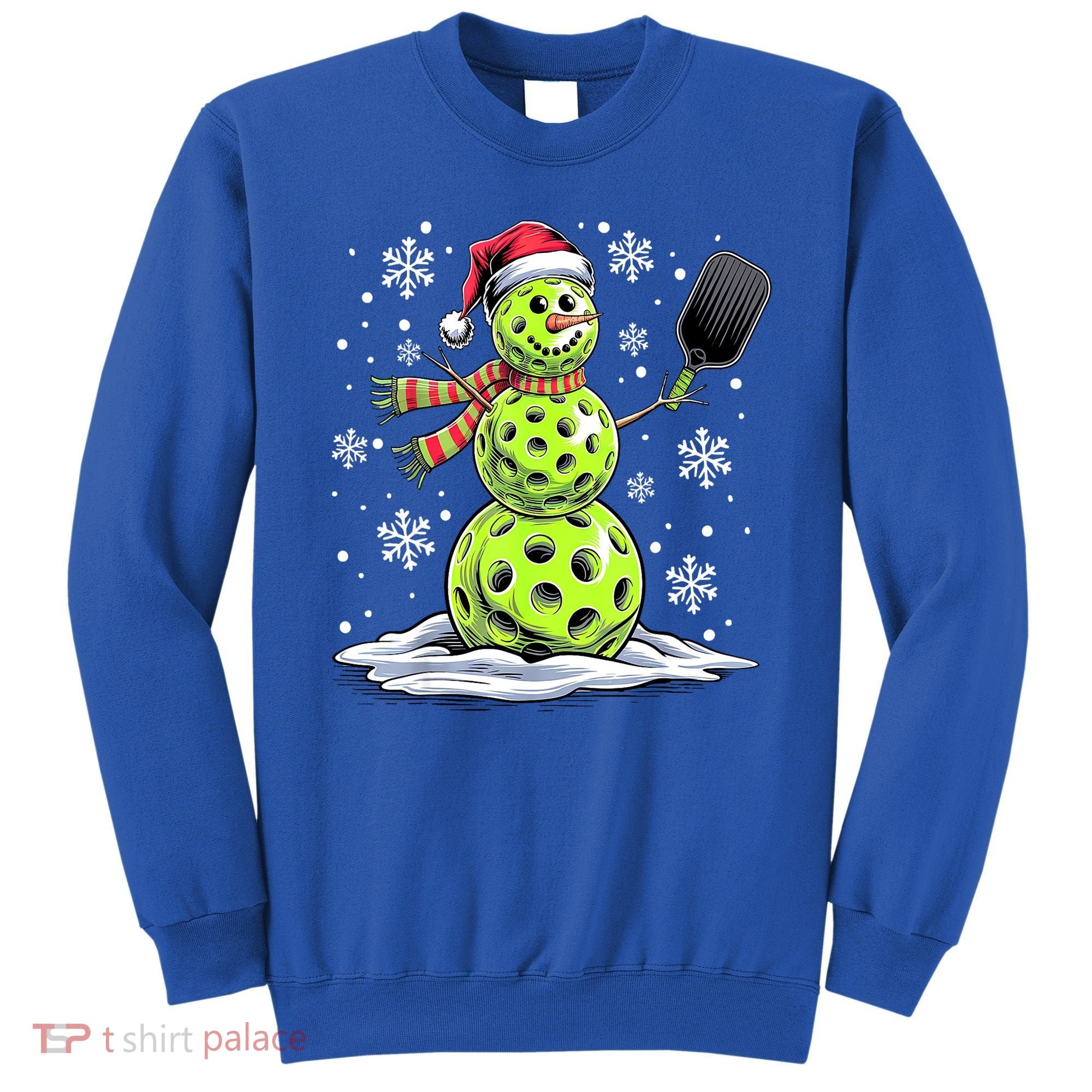 Xmas Funny Pickleball Snowman Player Santa Hat Christmas Gift Sweatshirt