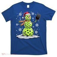 Xmas Funny Pickleball Snowman Player Santa Hat Christmas Gift T-Shirt thumb 0