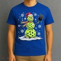 Xmas Funny Pickleball Snowman Player Santa Hat Christmas Gift T-Shirt thumb 3