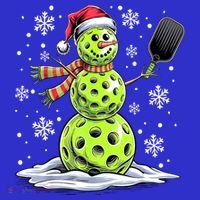 Xmas Funny Pickleball Snowman Player Santa Hat Christmas Gift T-Shirt thumb 7