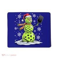 Xmas Funny Pickleball Snowman Player Santa Hat Christmas Gift Mousepad thumb 0