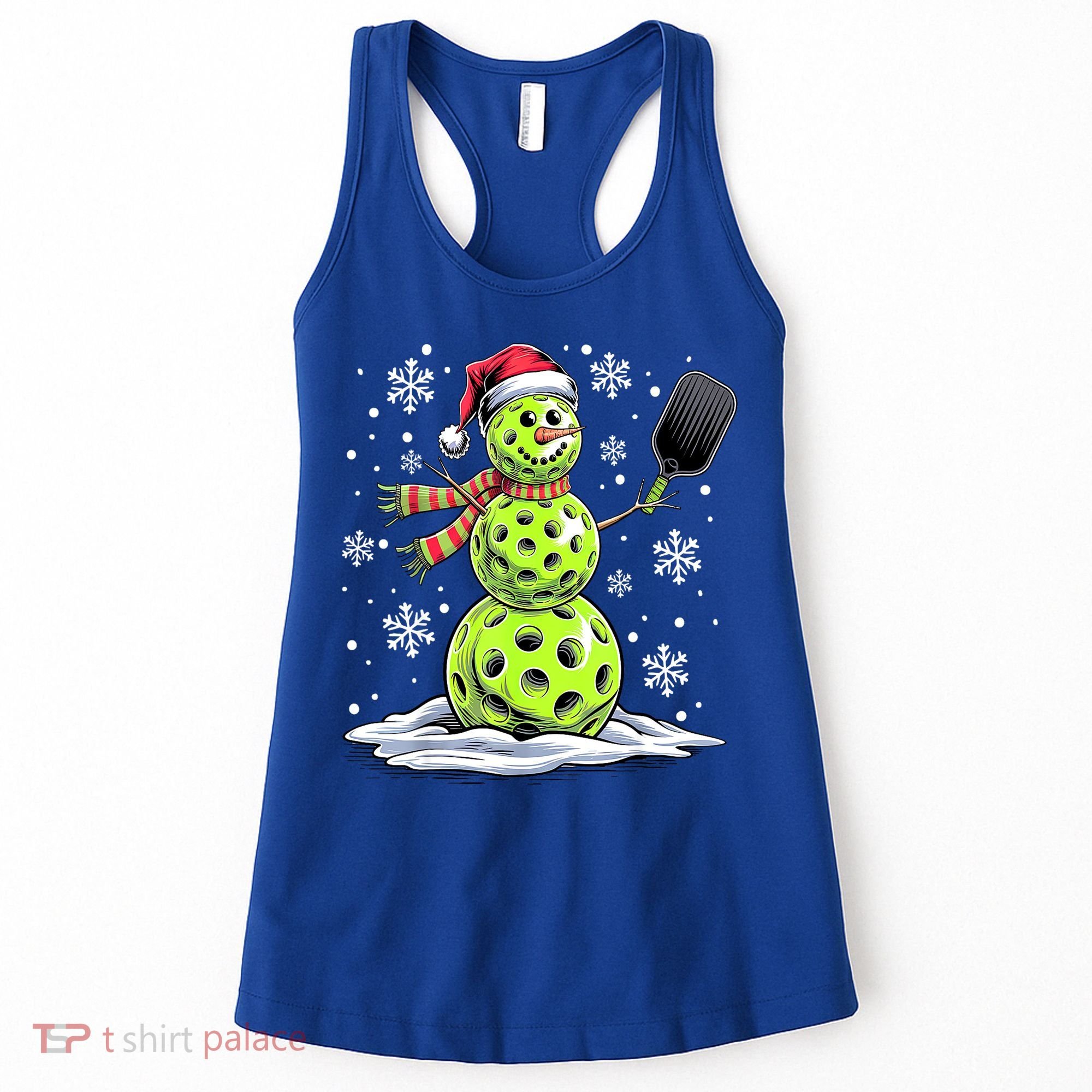 Xmas Funny Pickleball Snowman Player Santa Hat Christmas Gift Women's Tank Top