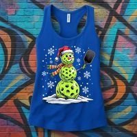 Xmas Funny Pickleball Snowman Player Santa Hat Christmas Gift Women's Tank Top thumb 3