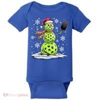 Xmas Funny Pickleball Snowman Player Santa Hat Christmas Gift Baby Bodysuit thumb 0