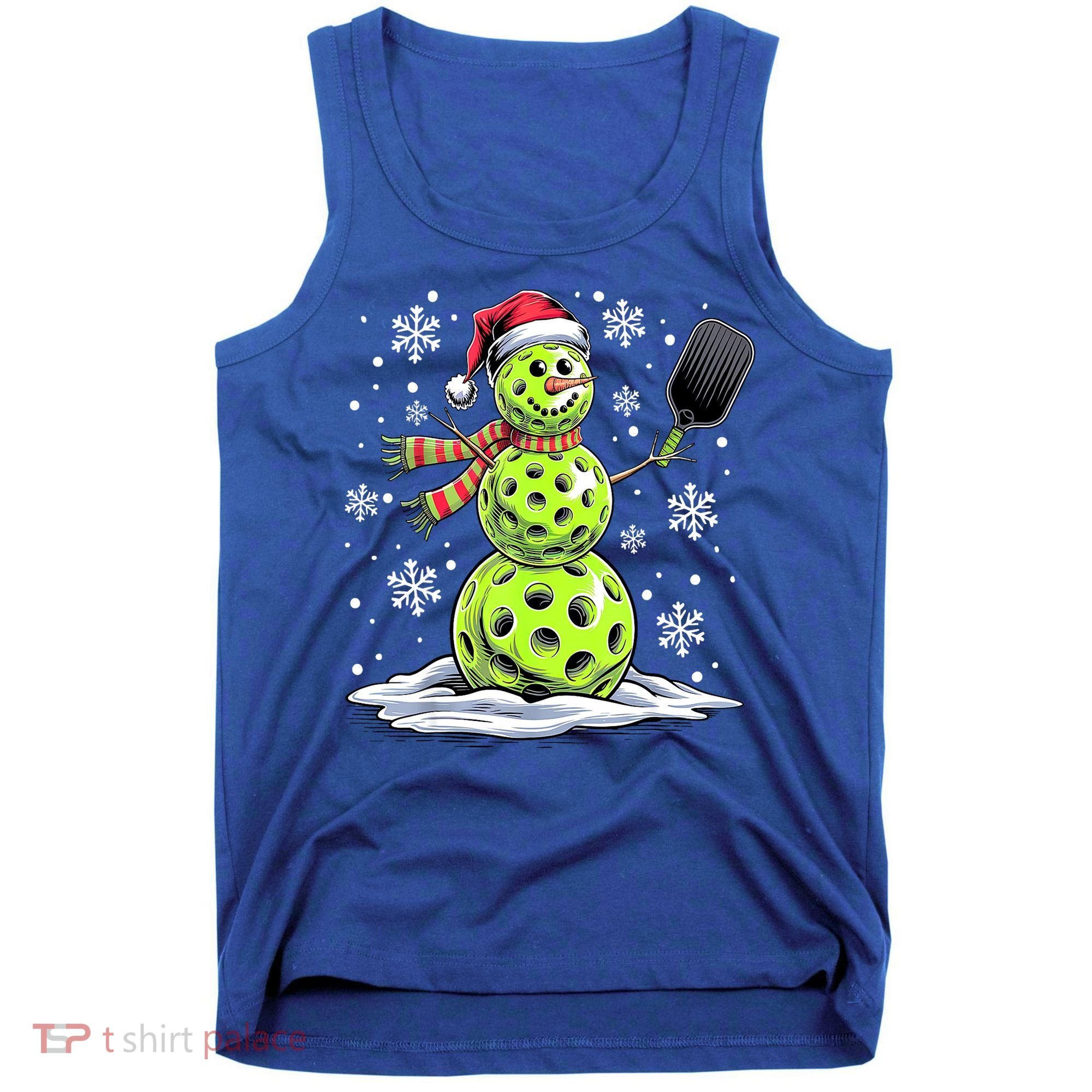 Xmas Funny Pickleball Snowman Player Santa Hat Christmas Gift Tank Top