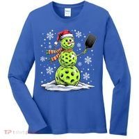 Xmas Funny Pickleball Snowman Player Santa Hat Christmas Gift Women's Long Sleeve Shirt thumb 0