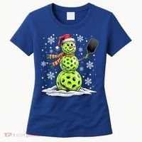 Xmas Funny Pickleball Snowman Player Santa Hat Christmas Gift Women's T-Shirt thumb 0