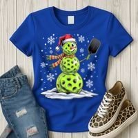 Xmas Funny Pickleball Snowman Player Santa Hat Christmas Gift Women's T-Shirt thumb 3