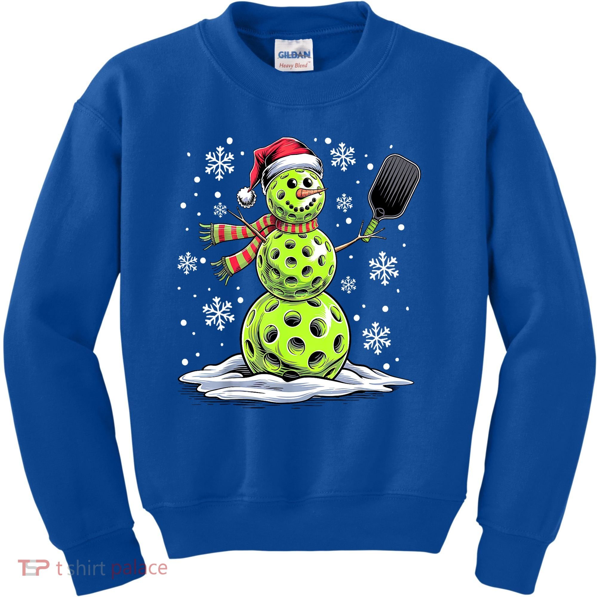 Xmas Funny Pickleball Snowman Player Santa Hat Christmas Gift Kids Sweatshirt