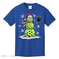 Xmas Funny Pickleball Snowman Player Santa Hat Christmas Gift Kids T-Shirt thumb 0
