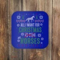 Xgiftmas Gift All I Want For Christmas Are Horses Gift Coaster thumb 0