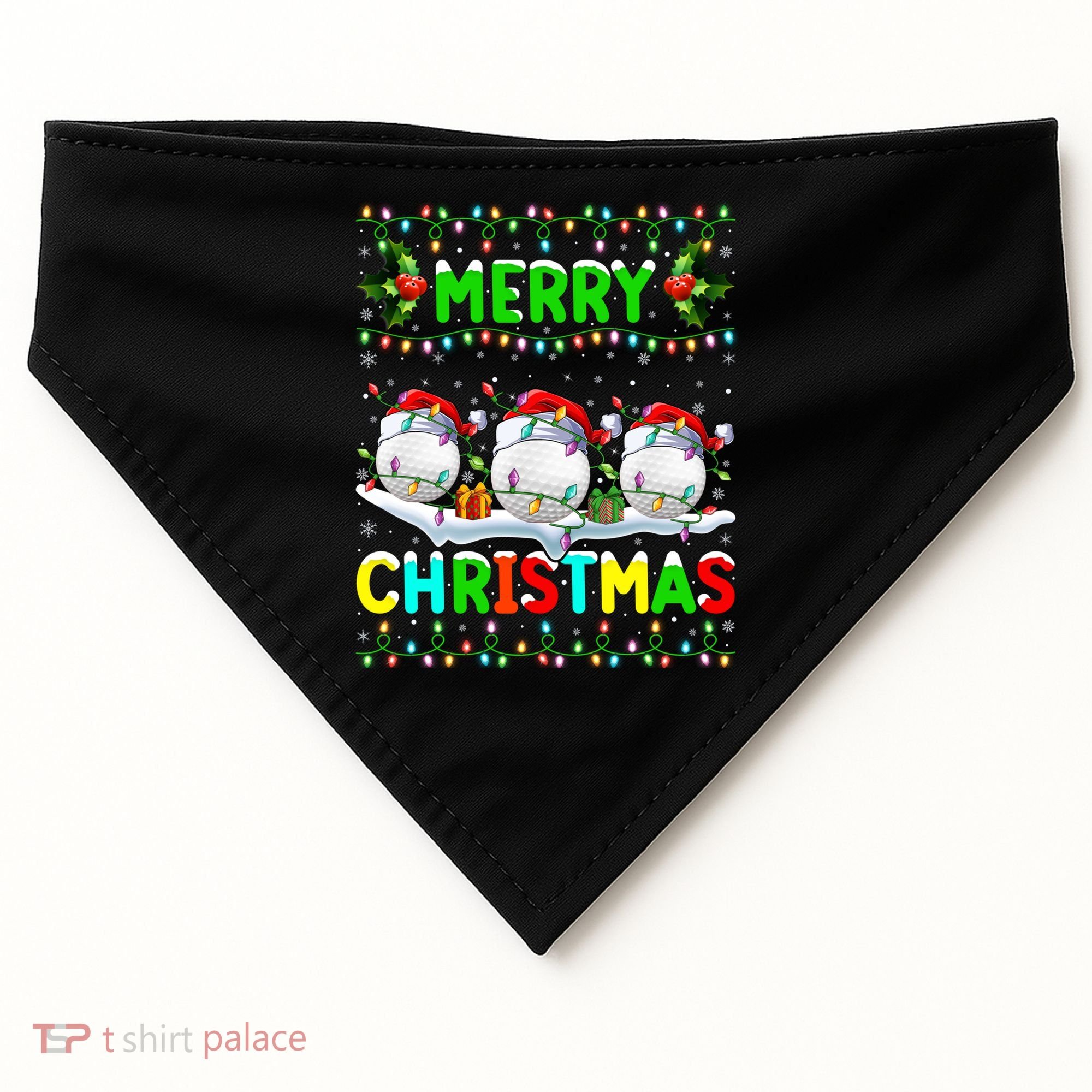 Xmas Golf Lighting Santa Hat Merry Christmas Golf Gift USA-Made Doggie Bandana