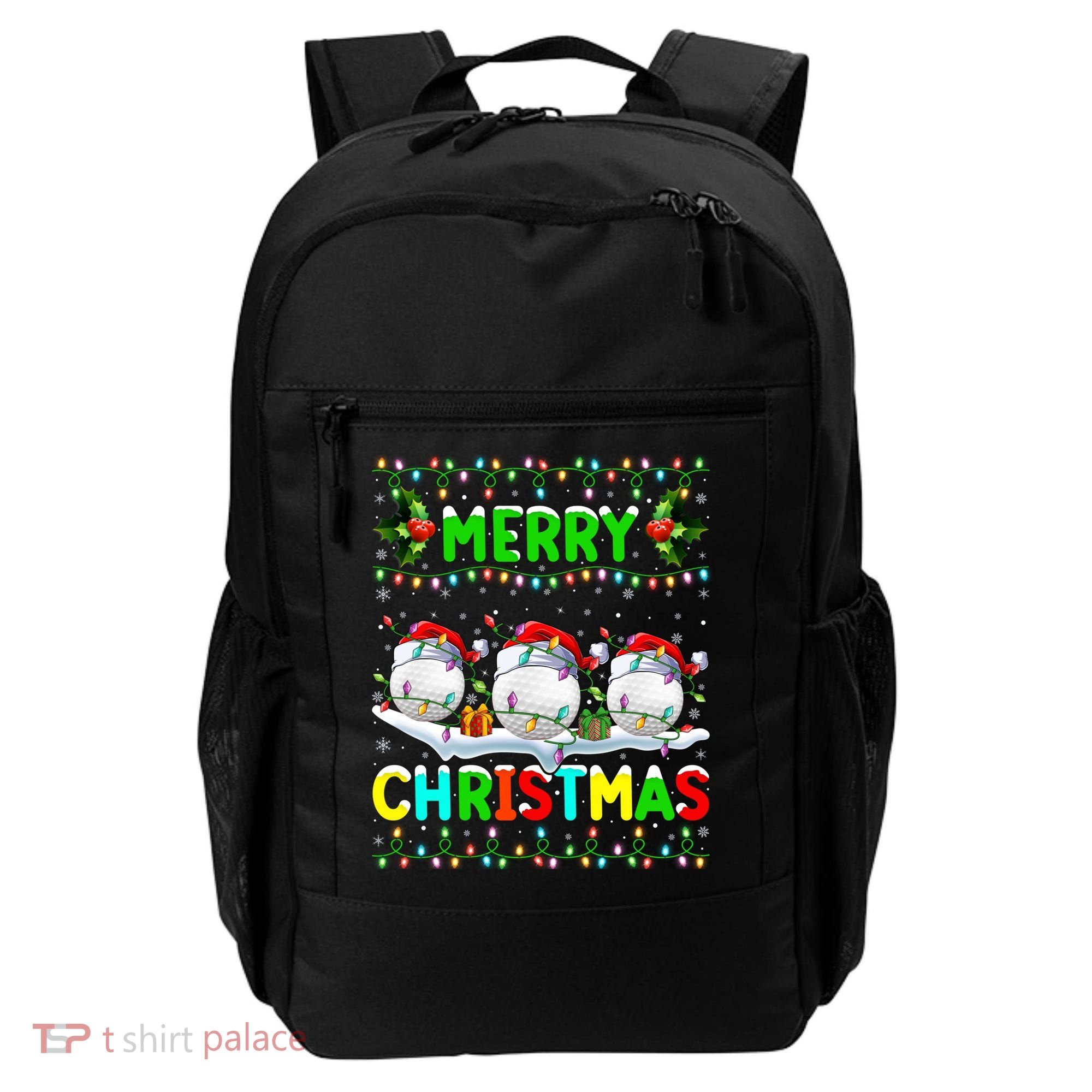 Xmas Golf Lighting Santa Hat Merry Christmas Golf Gift Backpack
