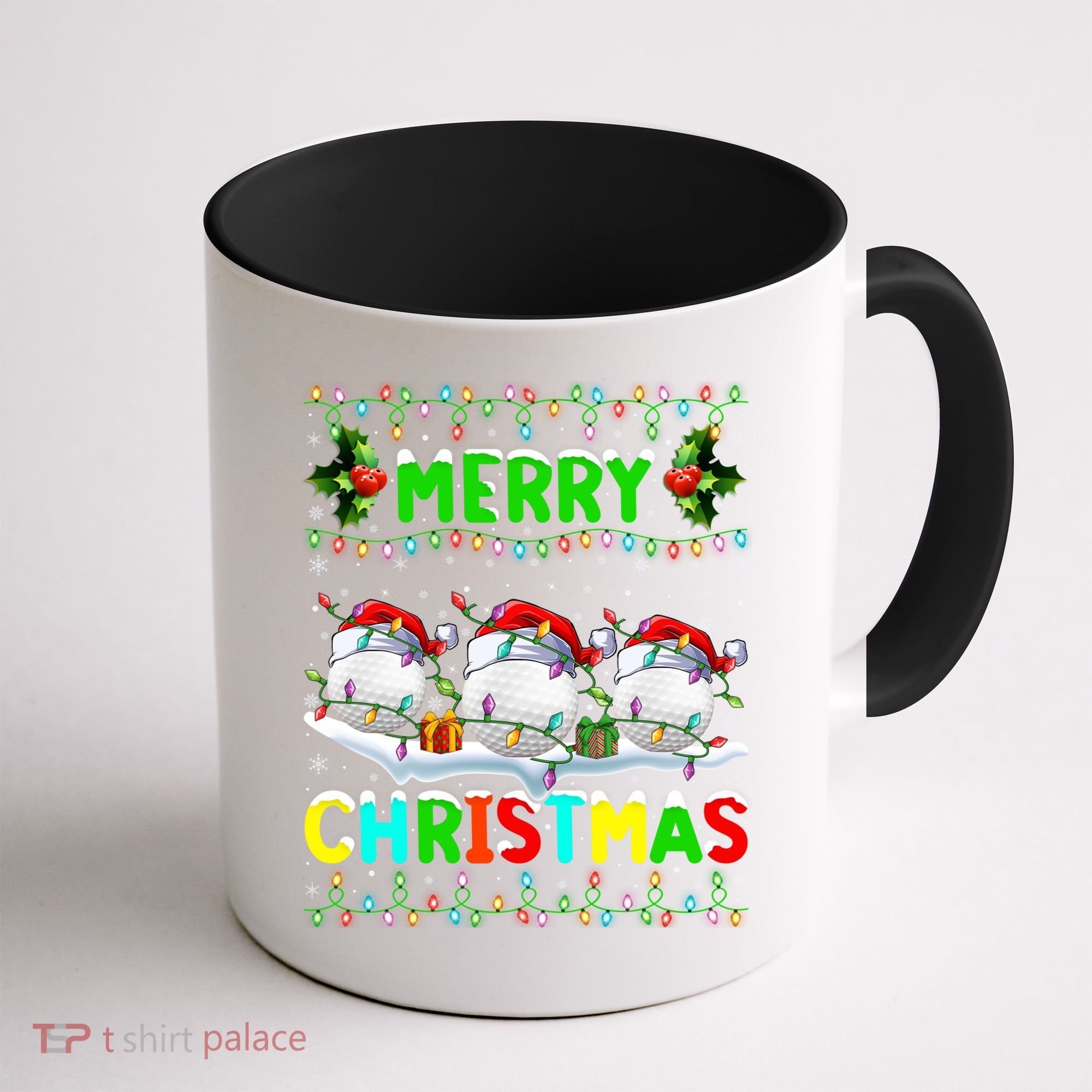 Xmas Golf Lighting Santa Hat Merry Christmas Golf Gift Coffee Mug