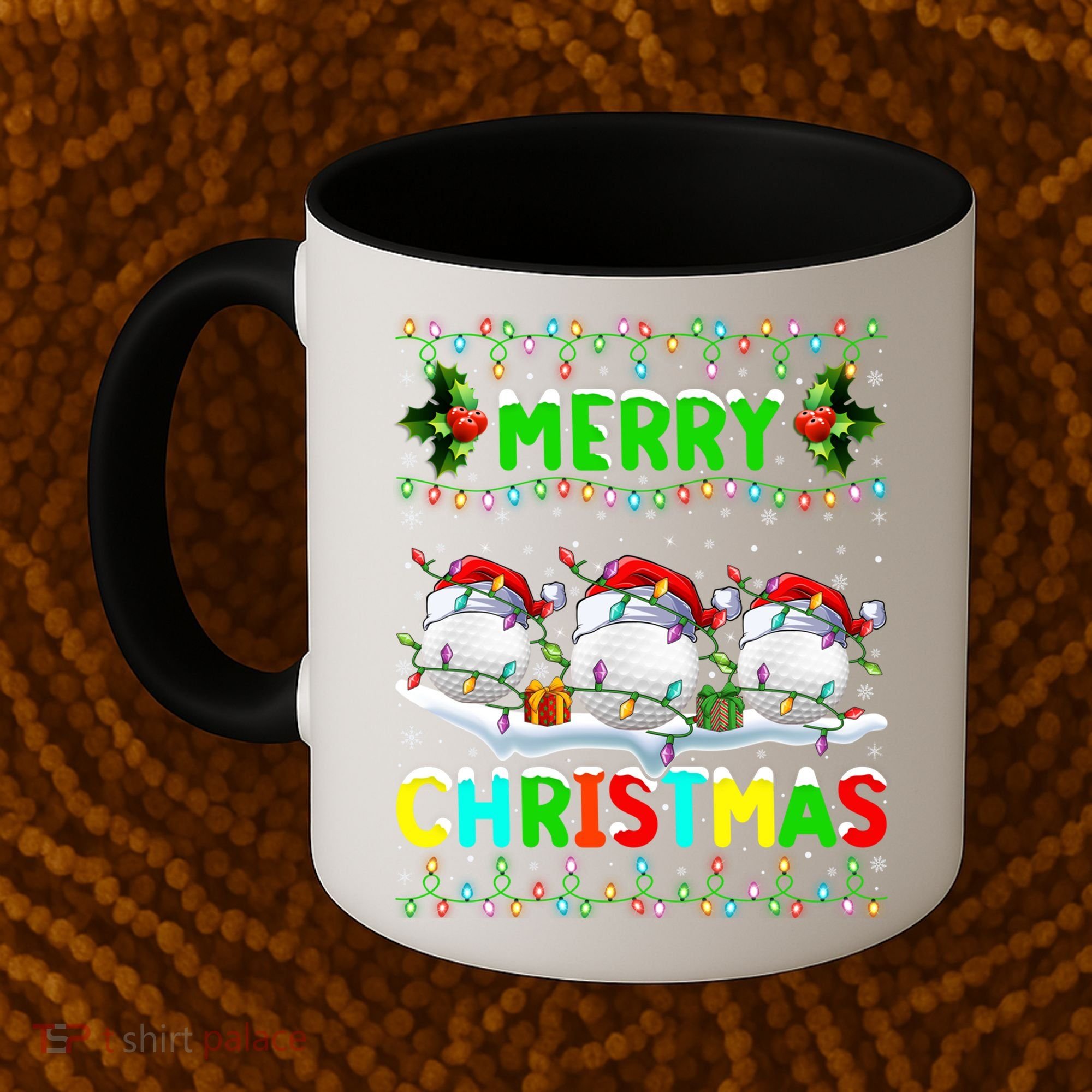 Xmas Golf Lighting Santa Hat Merry Christmas Golf Gift Coffee Mug