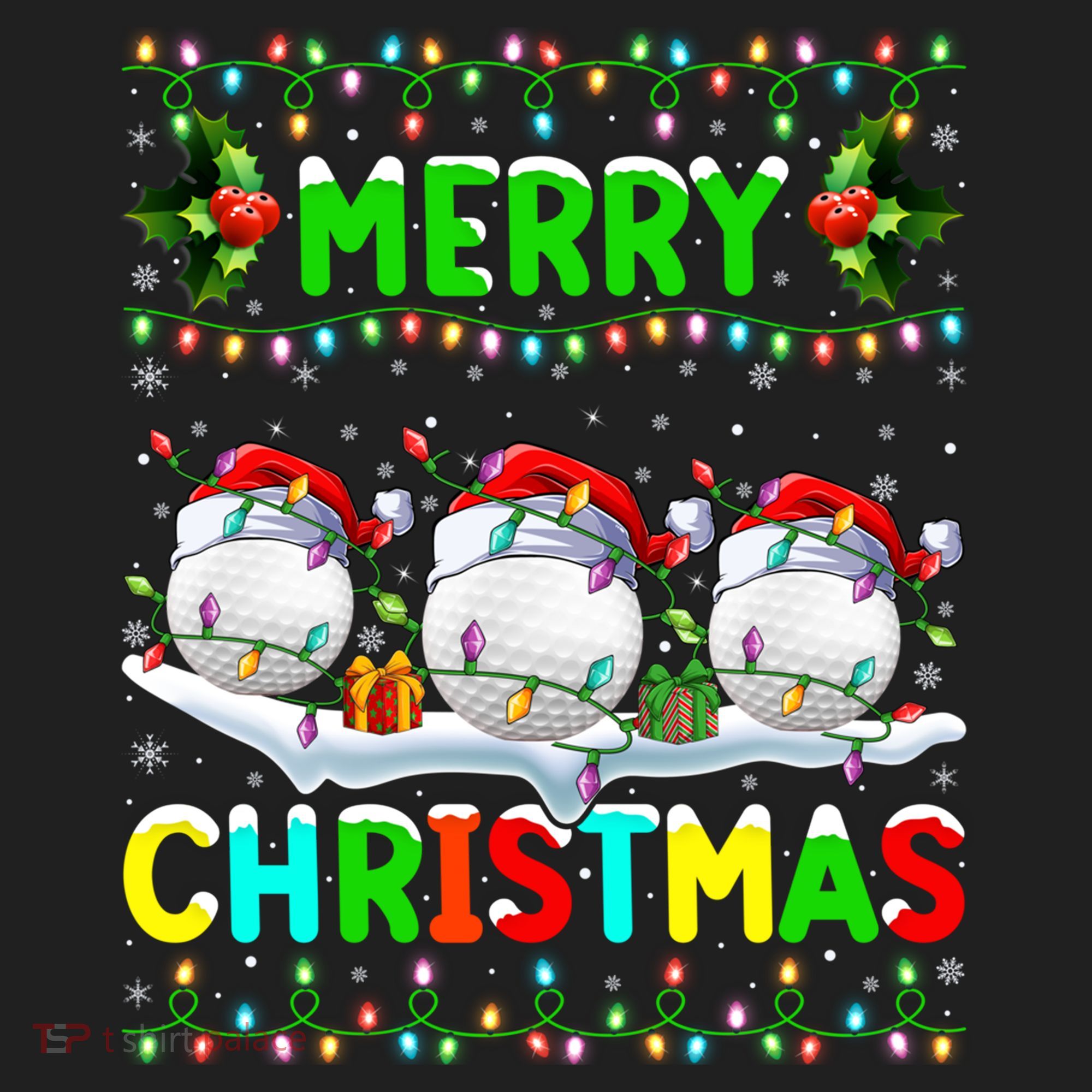 Xmas Golf Lighting Santa Hat Merry Christmas Golf Gift Beanie