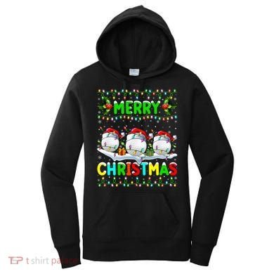 Xmas Golf Lighting Santa Hat Merry Christmas Golf Gift Women's Hoodie
