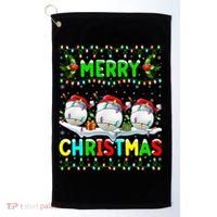Xmas Golf Lighting Santa Hat Merry Christmas Golf Gift Golf Towel thumb 0