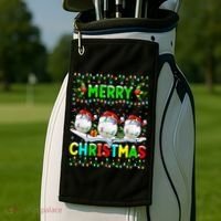 Xmas Golf Lighting Santa Hat Merry Christmas Golf Gift Golf Towel thumb 2