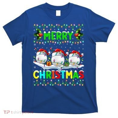 Xmas Golf Lighting Santa Hat Merry Christmas Golf Gift T-Shirt