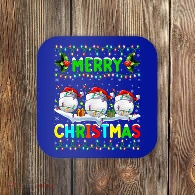 Xmas Golf Lighting Santa Hat Merry Christmas Golf Gift Coaster
