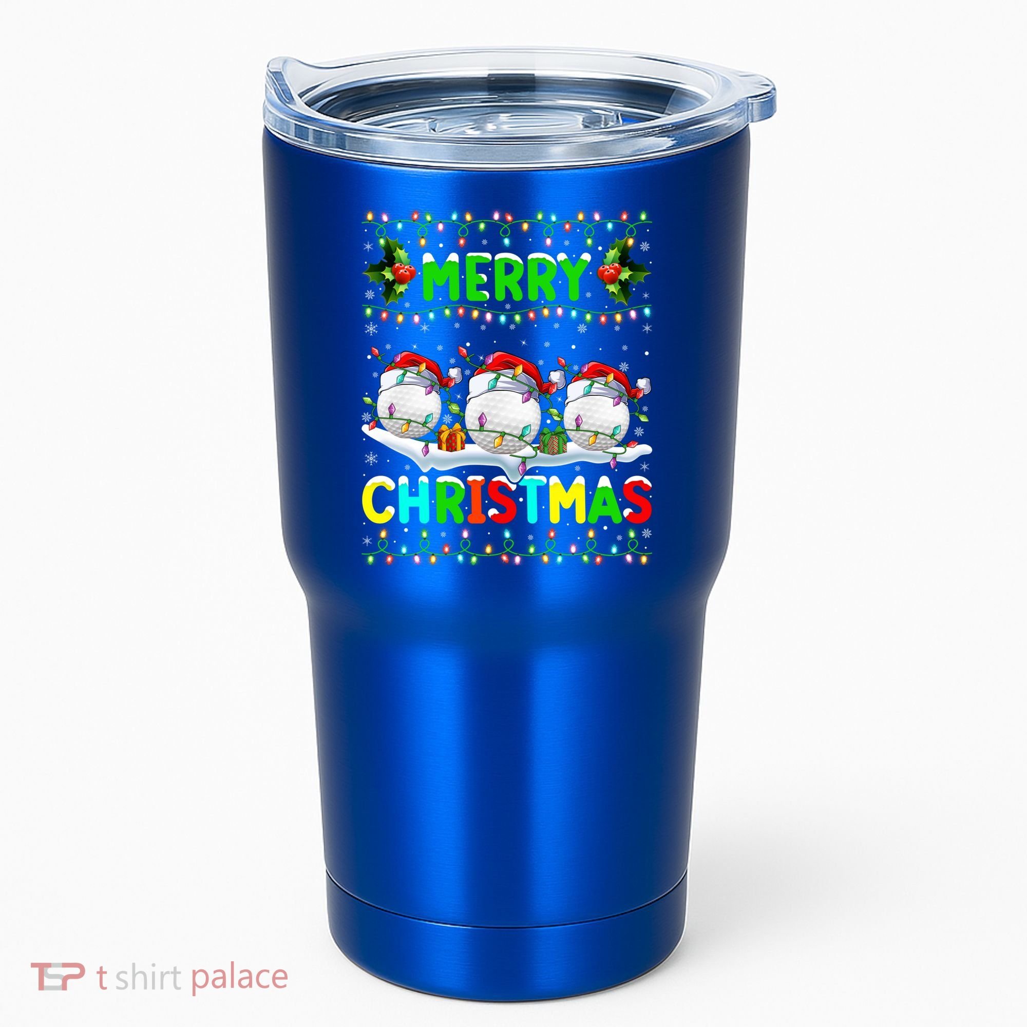 Xmas Golf Lighting Santa Hat Merry Christmas Golf Gift Tumbler