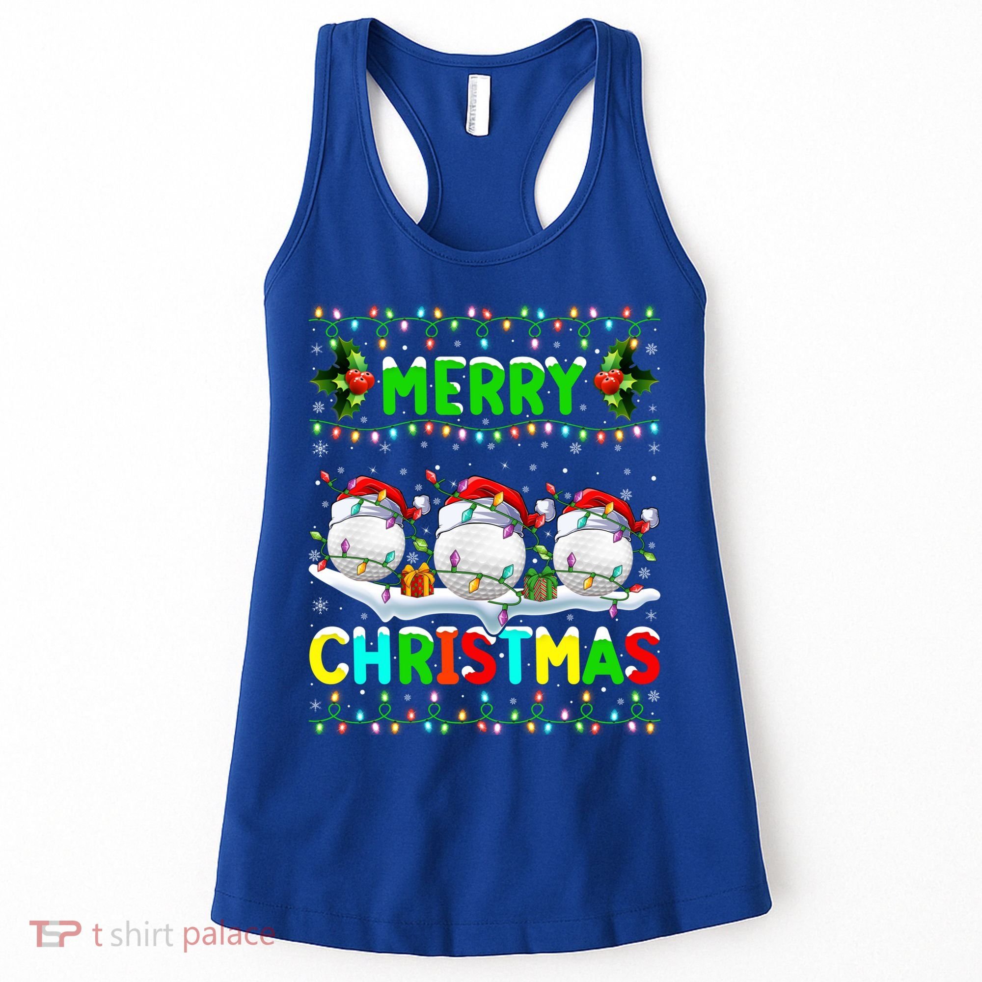 Xmas Golf Lighting Santa Hat Merry Christmas Golf Gift Women's Tank Top