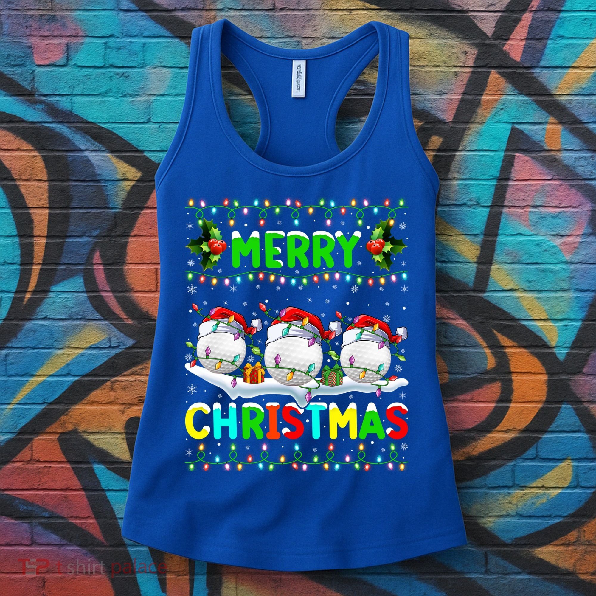 Xmas Golf Lighting Santa Hat Merry Christmas Golf Gift Women's Tank Top