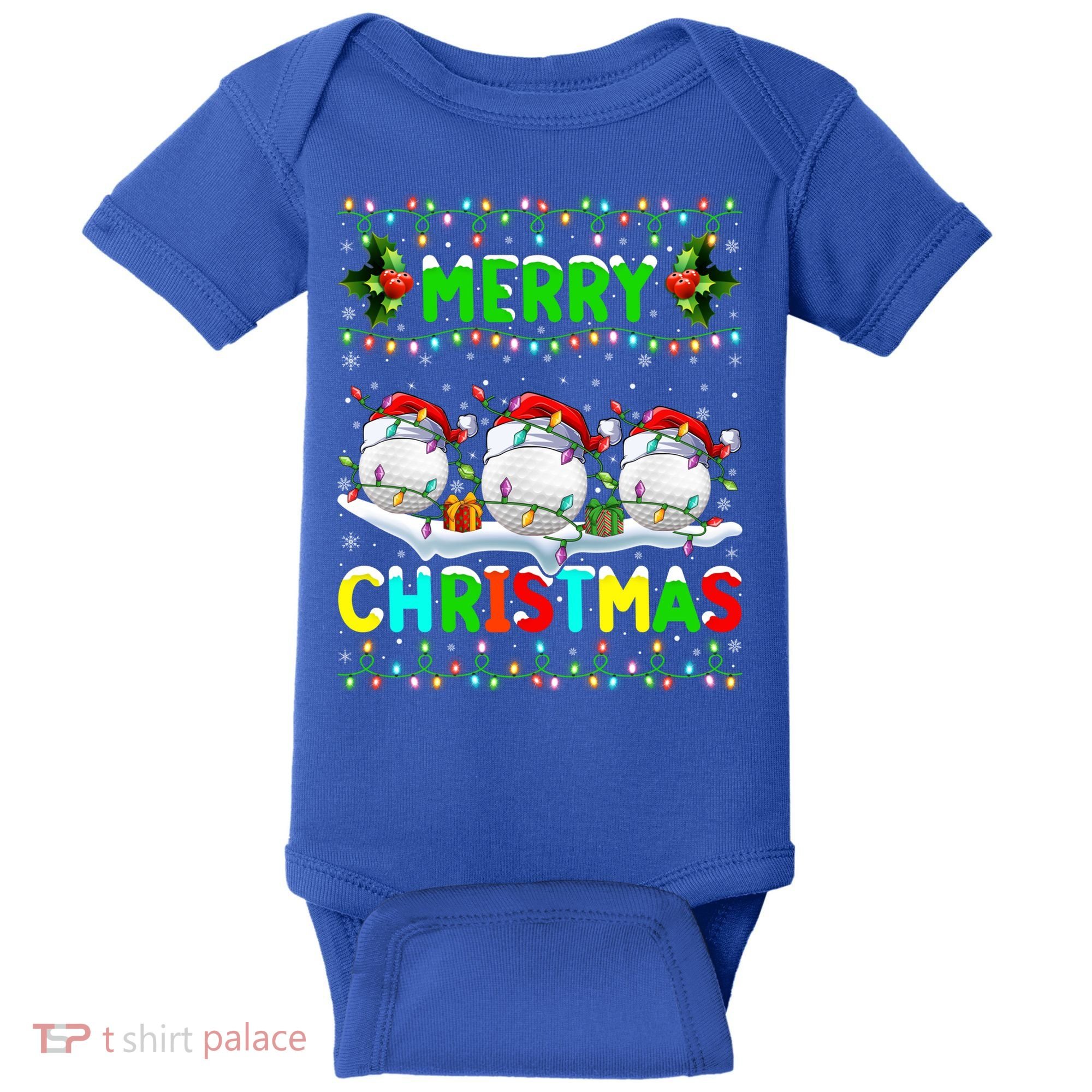 Xmas Golf Lighting Santa Hat Merry Christmas Golf Gift Baby Bodysuit