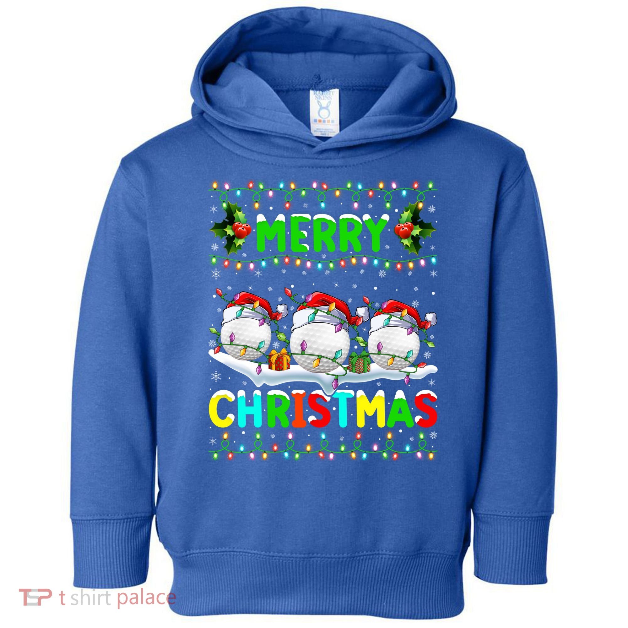 Xmas Golf Lighting Santa Hat Merry Christmas Golf Gift Toddler Hoodie