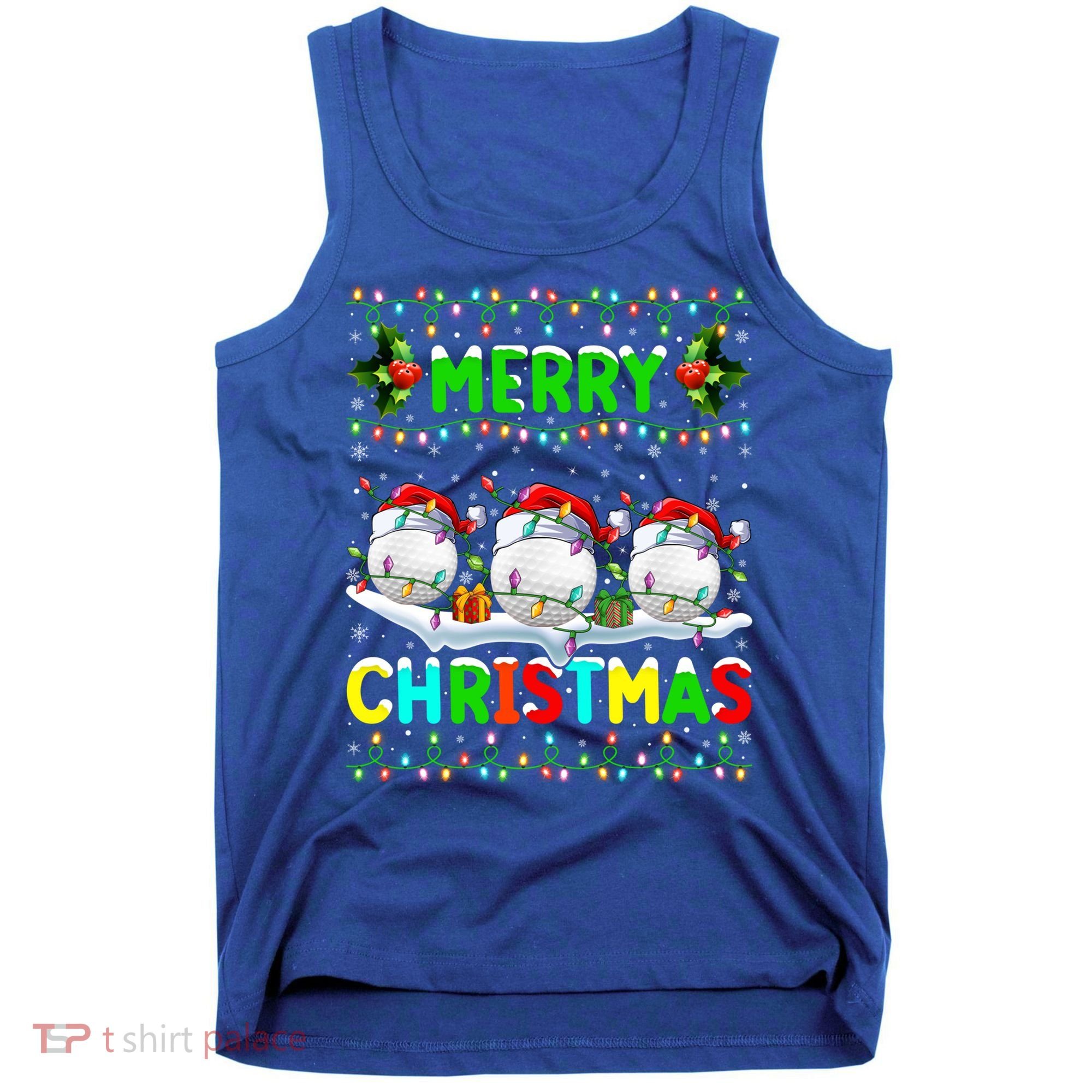 Xmas Golf Lighting Santa Hat Merry Christmas Golf Gift Tank Top