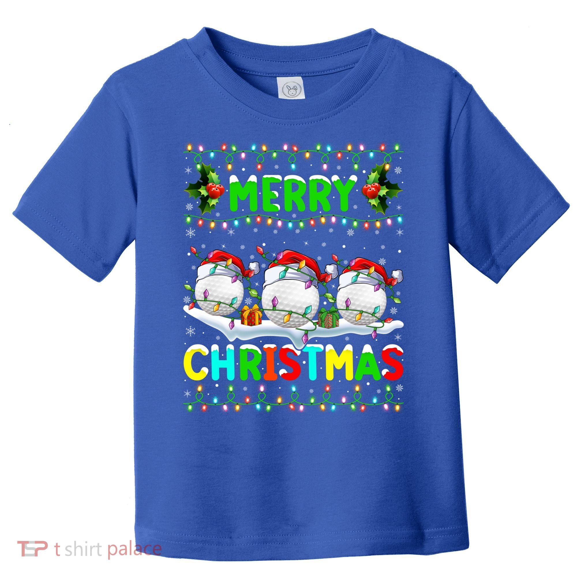 Xmas Golf Lighting Santa Hat Merry Christmas Golf Gift Toddler T-Shirt