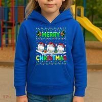 Xmas Golf Lighting Santa Hat Merry Christmas Golf Gift Kids Hoodie thumb 3