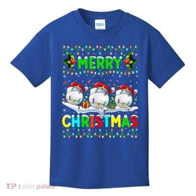 Xmas Golf Lighting Santa Hat Merry Christmas Golf Gift Kids T-Shirt