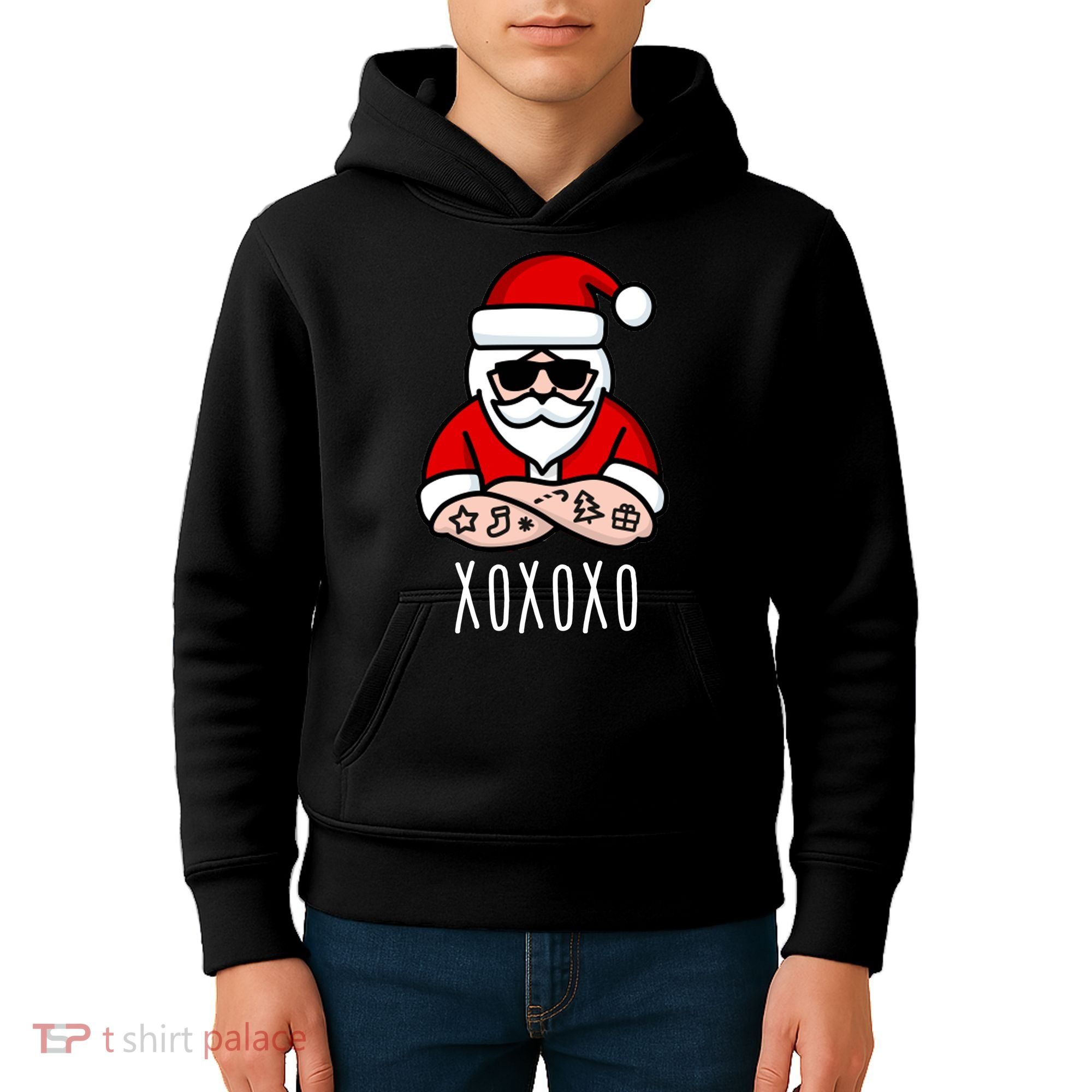 XOXOXO Ho Ho Ho Cool Santa Kids Hoodie