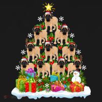 Xmas Holiday Santa English Mastiff Dog Christmas Tree Women's Hoodie thumb 2