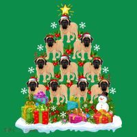 Xmas Holiday Santa English Mastiff Dog Christmas Tree Sweatshirt thumb 3