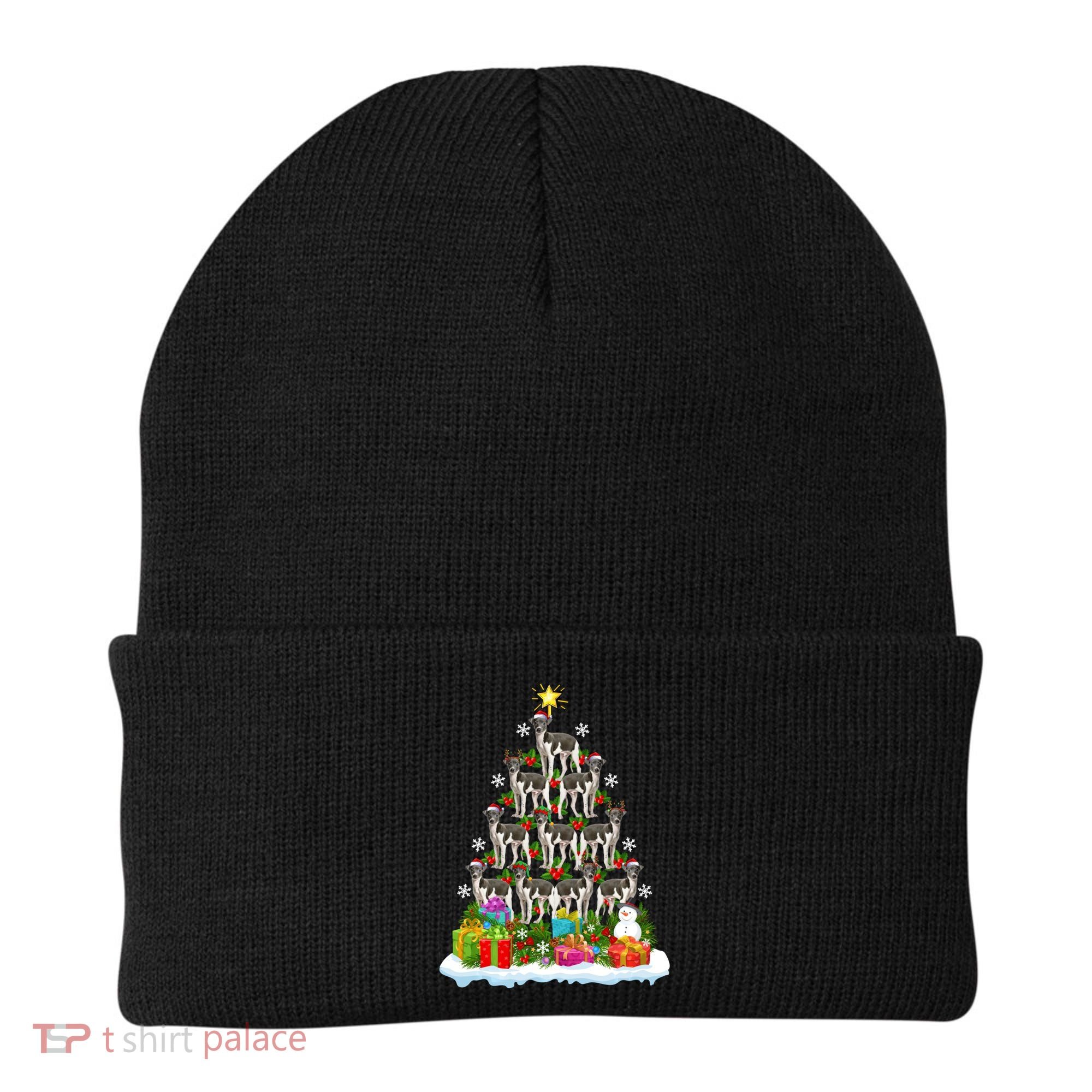Xmas Holiday Santa Greyhound Dog Christmas Tree Beanie