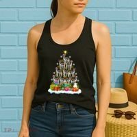 Xmas Holiday Santa Greyhound Dog Christmas Tree Women's Tank Top thumb 2
