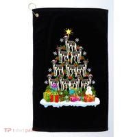 Xmas Holiday Santa Greyhound Dog Christmas Tree Golf Towel thumb 0