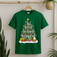 Xmas Holiday Santa Greyhound Dog Christmas Tree T-Shirt thumb 2