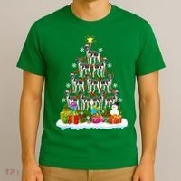 Xmas Holiday Santa Greyhound Dog Christmas Tree T-Shirt thumb 3