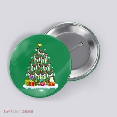 Xmas Holiday Santa Greyhound Dog Christmas Tree Button