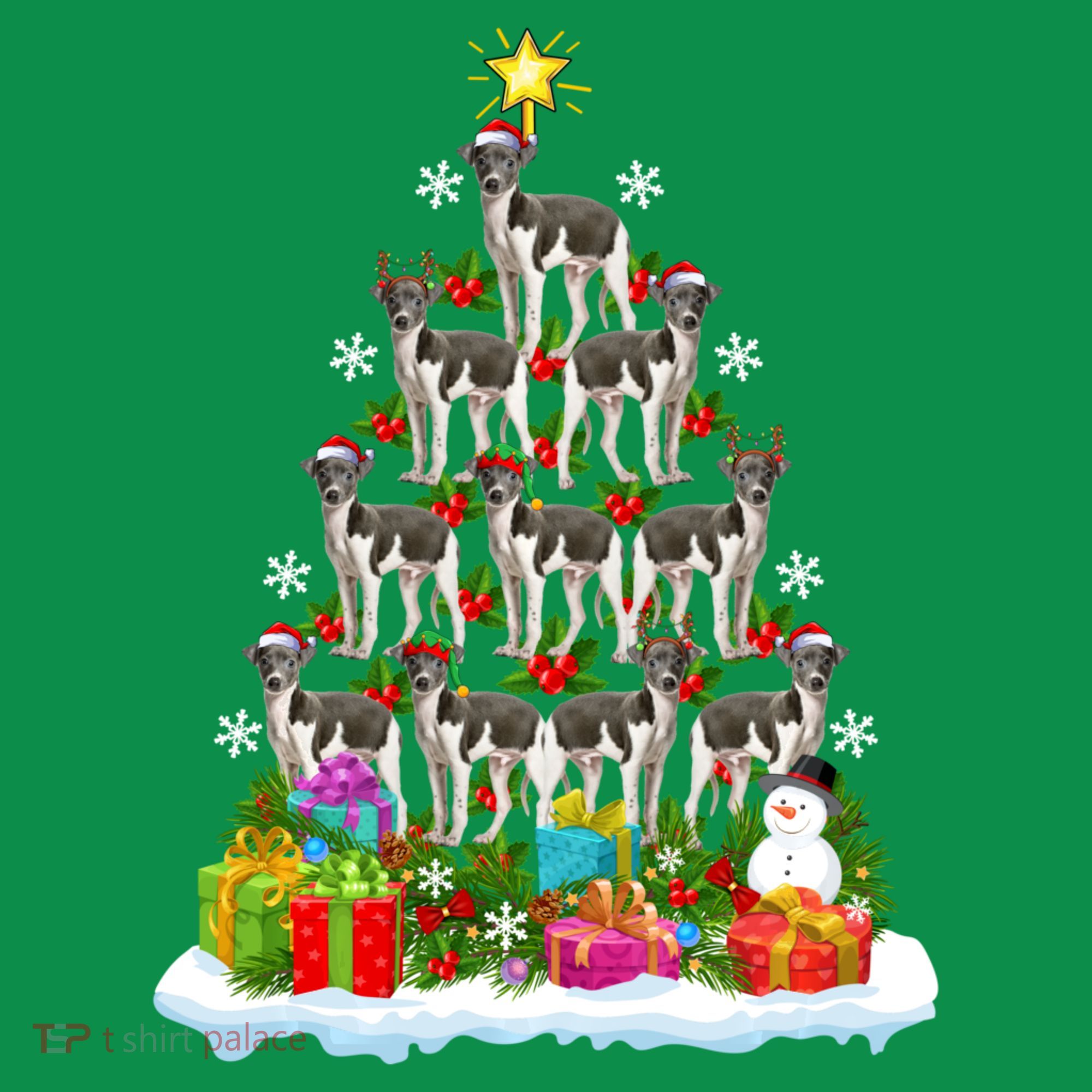 Xmas Holiday Santa Greyhound Dog Christmas Tree Mousepad