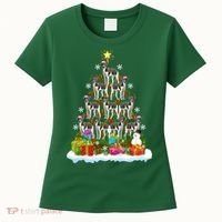 Xmas Holiday Santa Greyhound Dog Christmas Tree Women's T-Shirt thumb 0