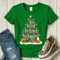 Xmas Holiday Santa Greyhound Dog Christmas Tree Women's T-Shirt thumb 3