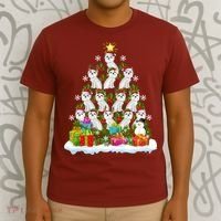 Xmas Holiday Santa Maltipoo Dog Christmas Tree T-Shirt thumb 3