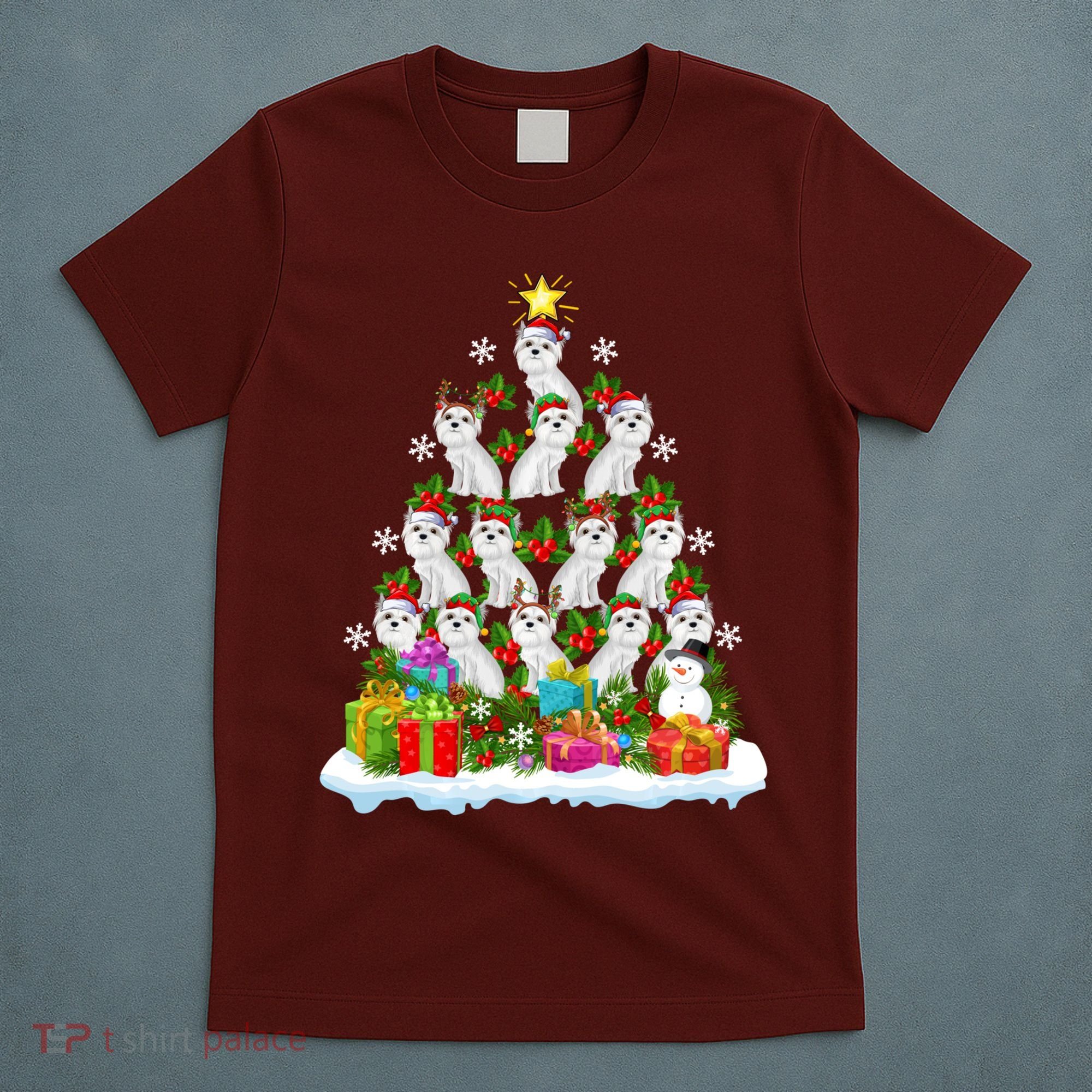 Xmas Holiday Santa Maltipoo Dog Christmas Tree T-Shirt