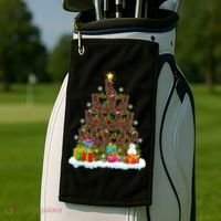 Xmas Holiday Santa Newfoundland Dog Christmas Tree Golf Towel thumb 2